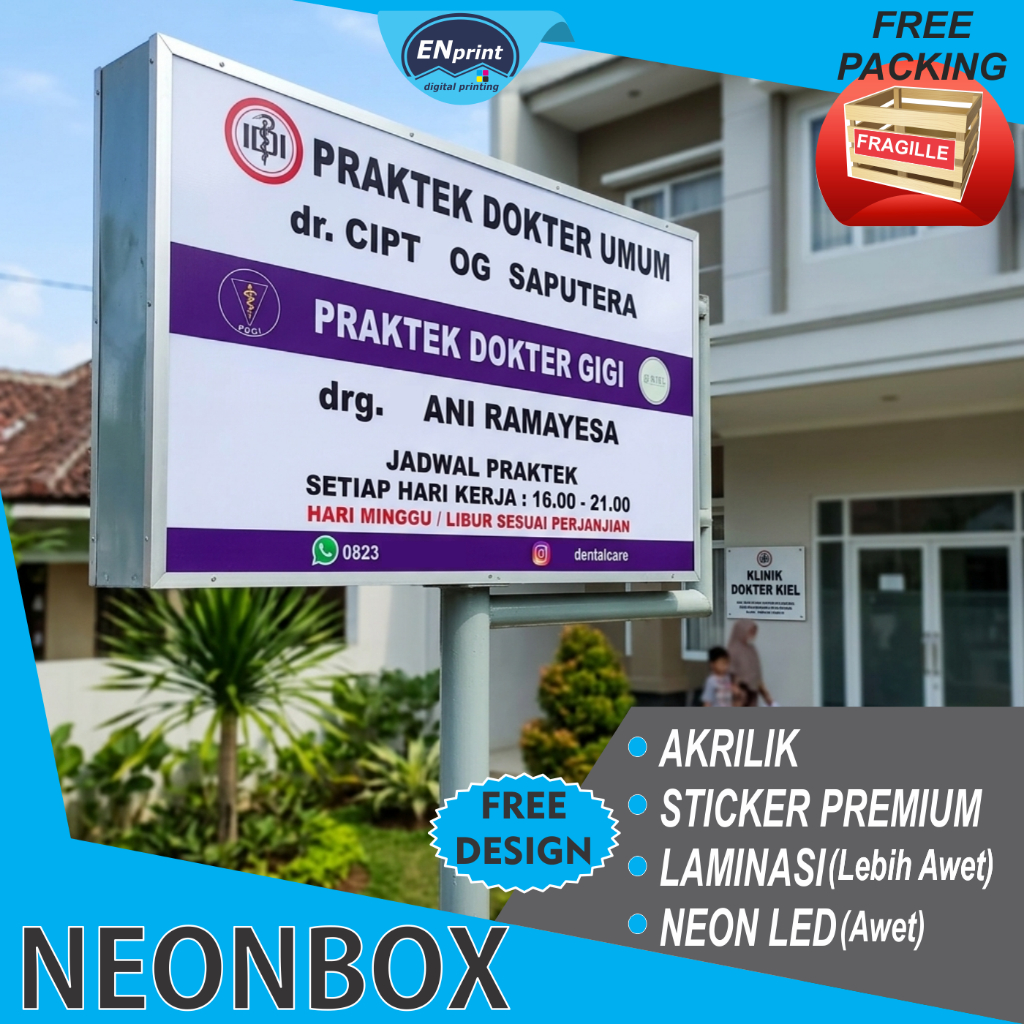 Jual Neon box Custom Neonbox Akrilik 2 sisi ukuran 90x60, 80x50 Bahan ...