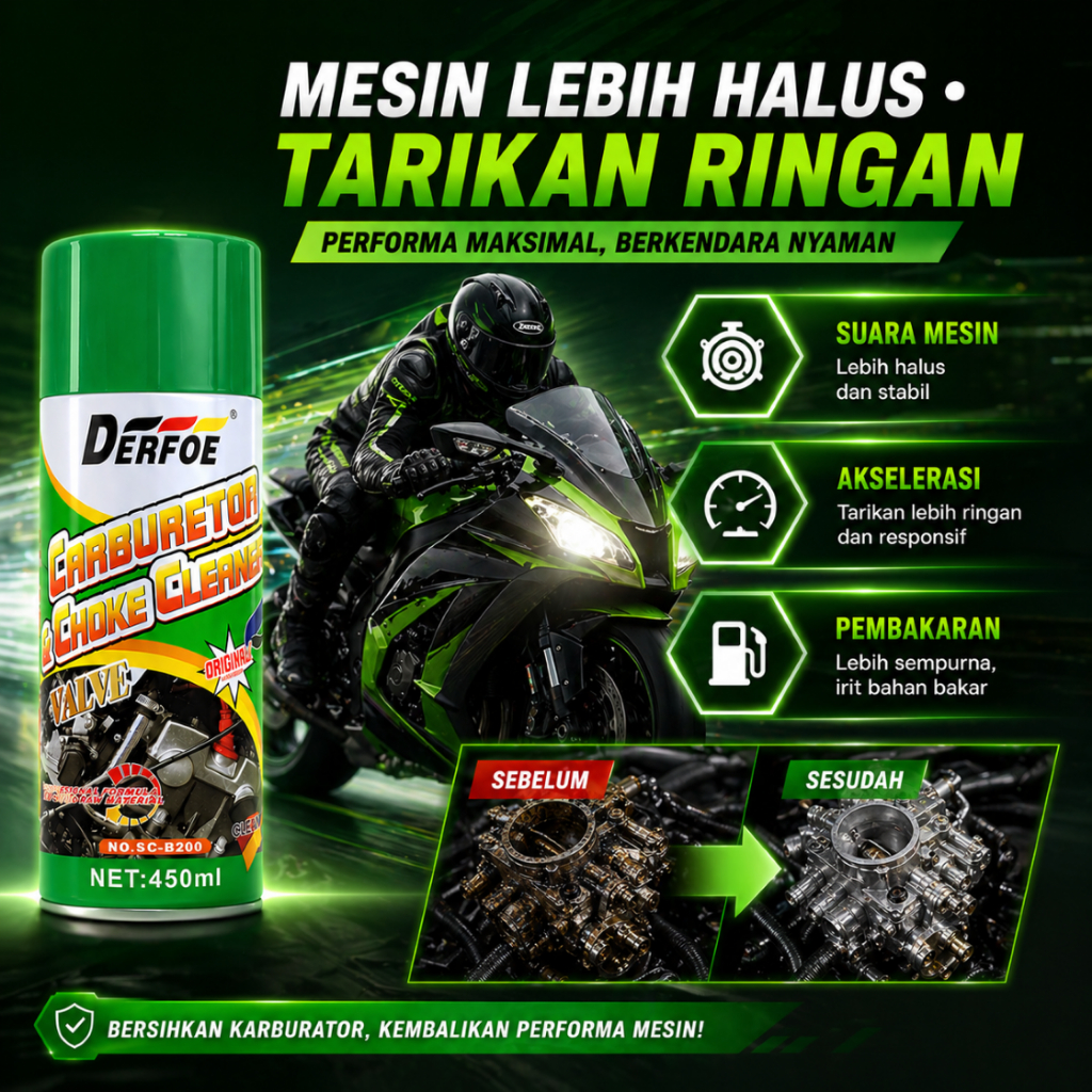 Jual DERFOE Carburetor Cleaner 450ml Pembersih Karburator Motor Mobil ...