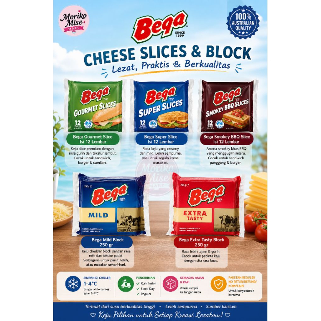 Jual [ BEGA ] Smokey BBQ isi 12 lembar / red cheddar slices colour keju ...