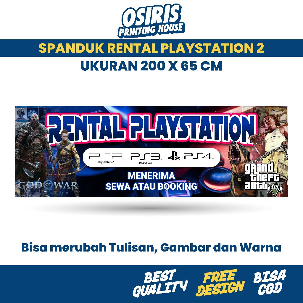 Jual CETAK SPANDUK/BANNER RENTAL PLAYSTATION 2 - UKURAN 200 X 65 CM ...