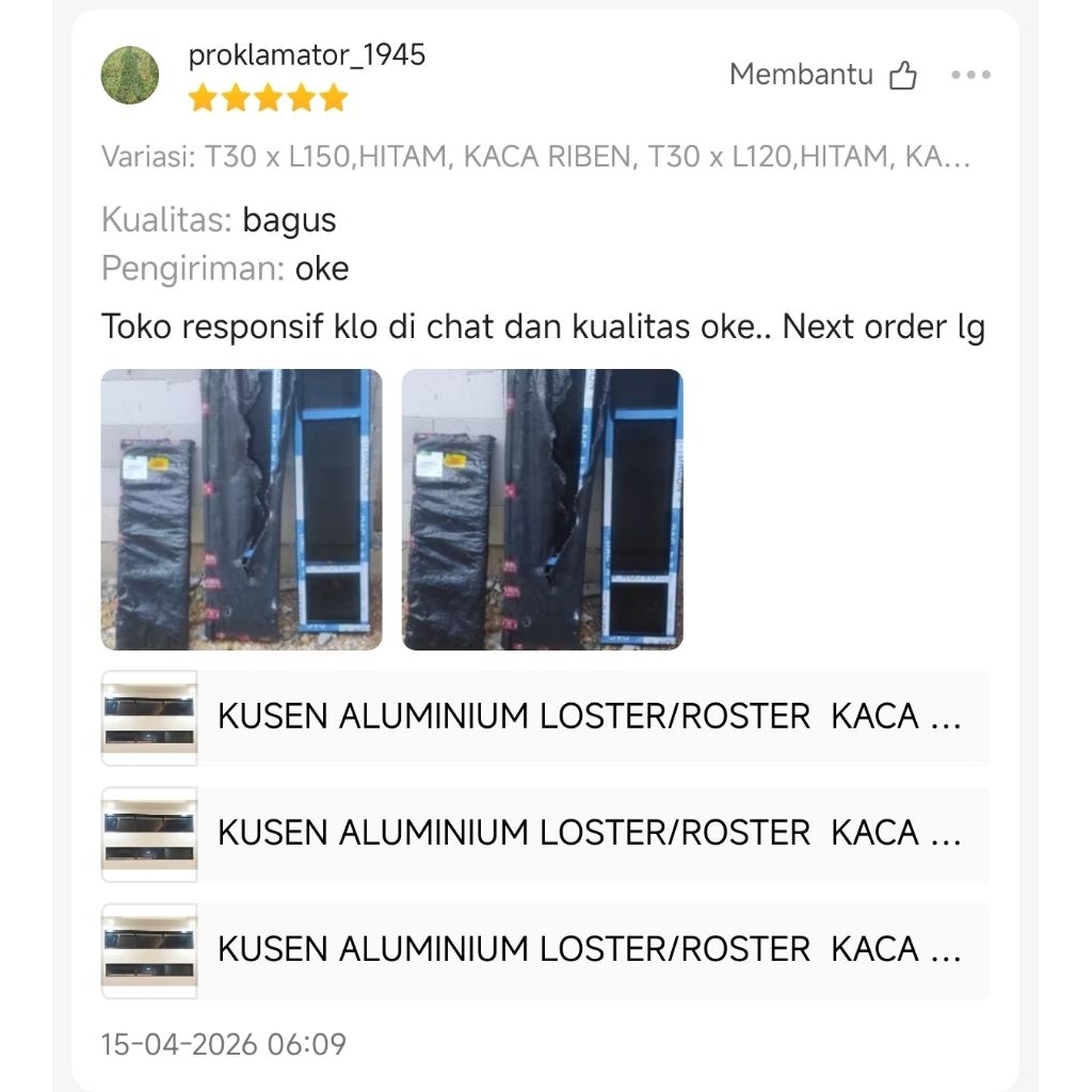 Jual KUSEN ALUMINIUM LOSTER/ROSTER KACA MATI PERMANEN BISA CUSTOM ...