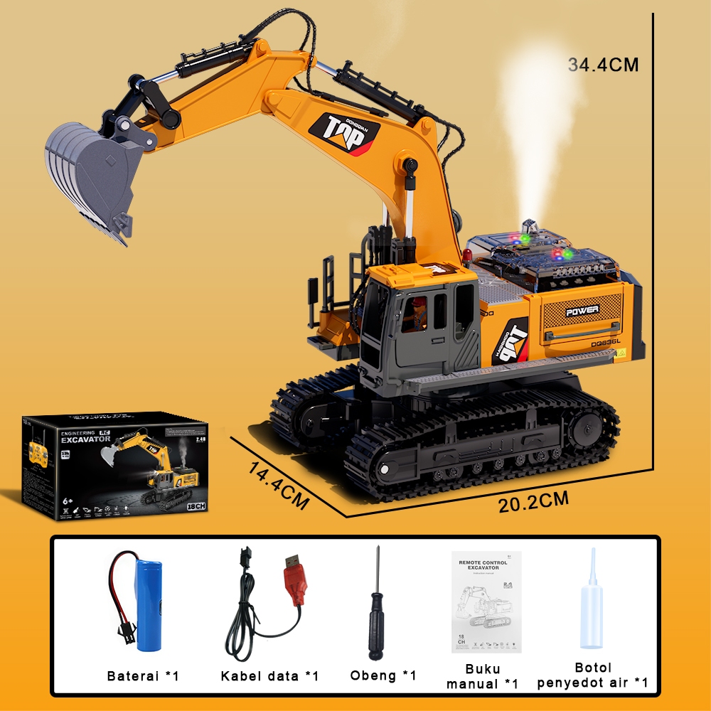 Bobo 2.4ghz Excavator Remote Control 16 Channel Rc Beko Besar Alloy Eskavator Se - foto 5