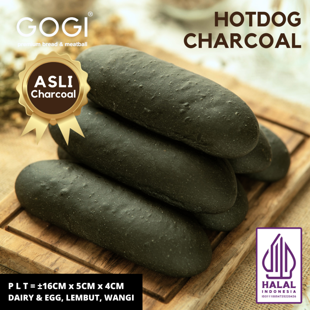 Jual Hotdog Charcoal Bun Roti Hotdog Hitam Black Hotdog Roti Panjang ...