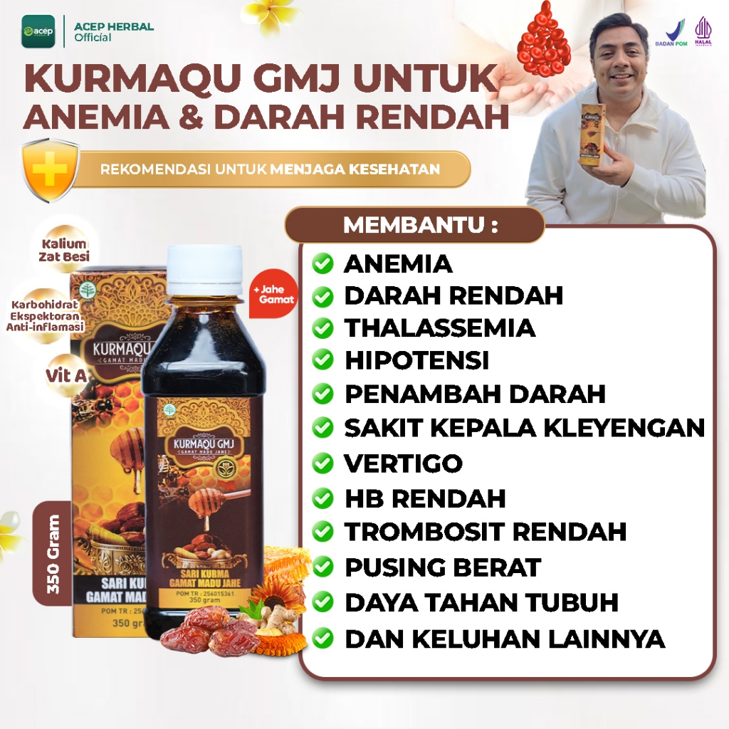 Obat Thalassemia Anemia Darah Rendah Hipotensi Penambah Darah Kurmaqu Sari Kurma Dan Madu Original