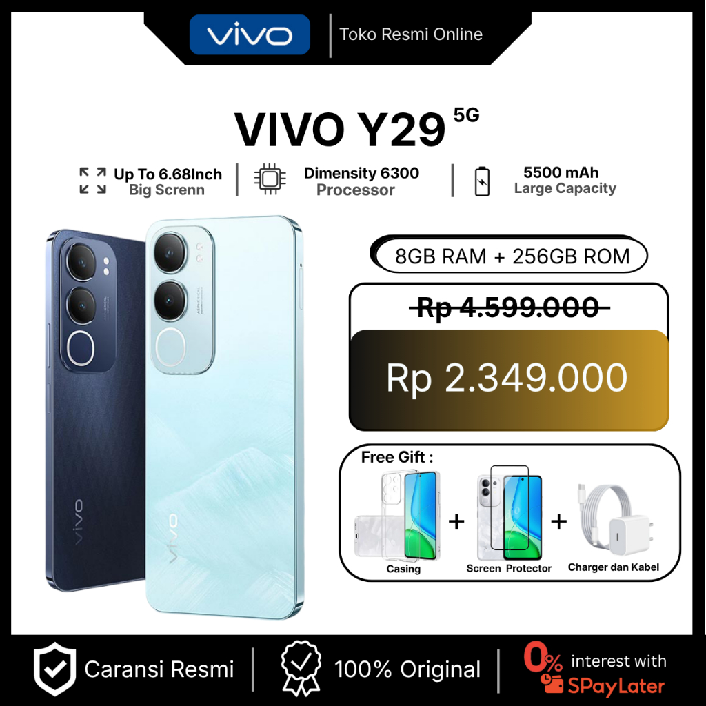 Vivo Y29 (8/256GB) Snapdragon 685 — Garansi Resmi Vivo Indonesia
