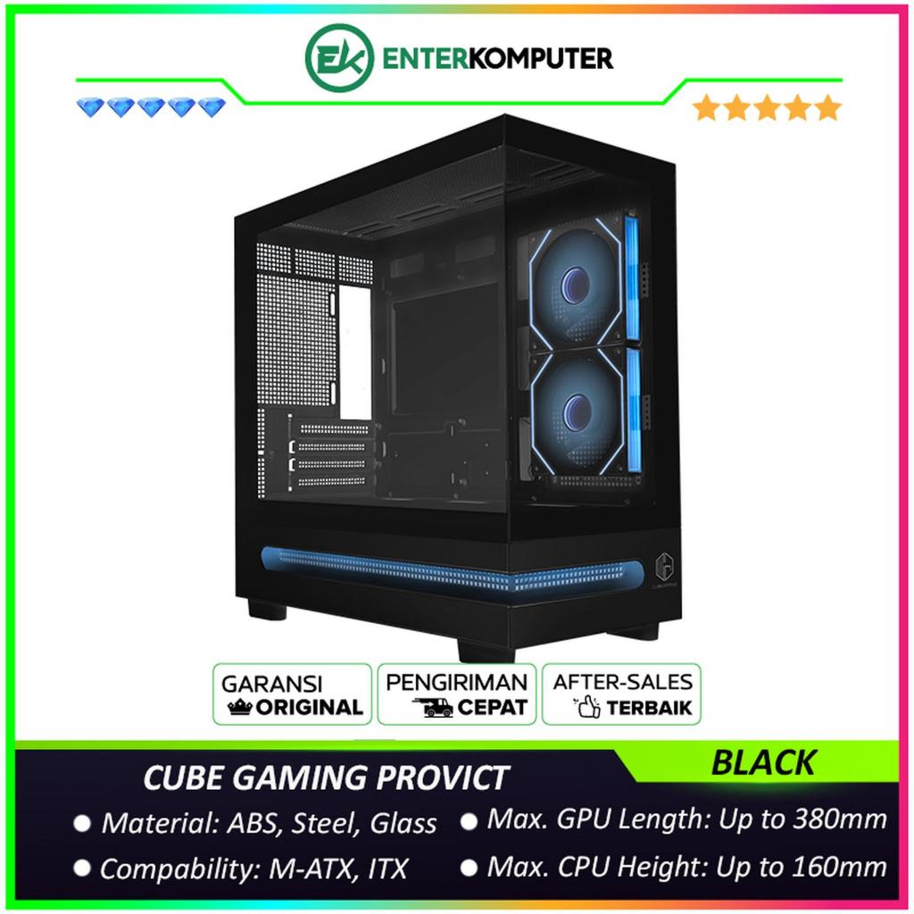 Jual CUBE GAMING PROVICT BLACK - mATX Gaming Case - Panoramic View ...