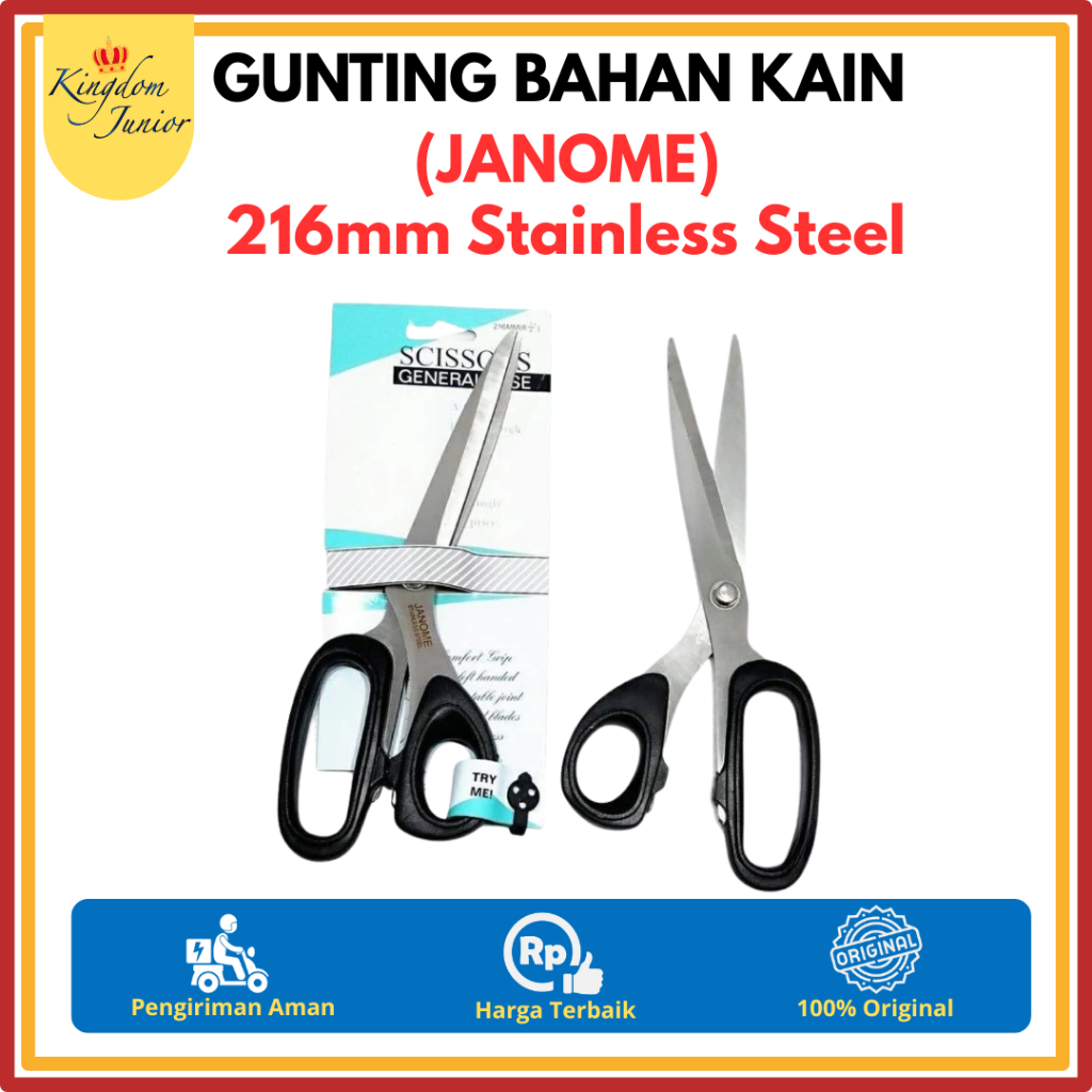 Jual JANOME Gunting Bahan Kain Size 216mm Stainless Steel 8 1/2 Inch ...