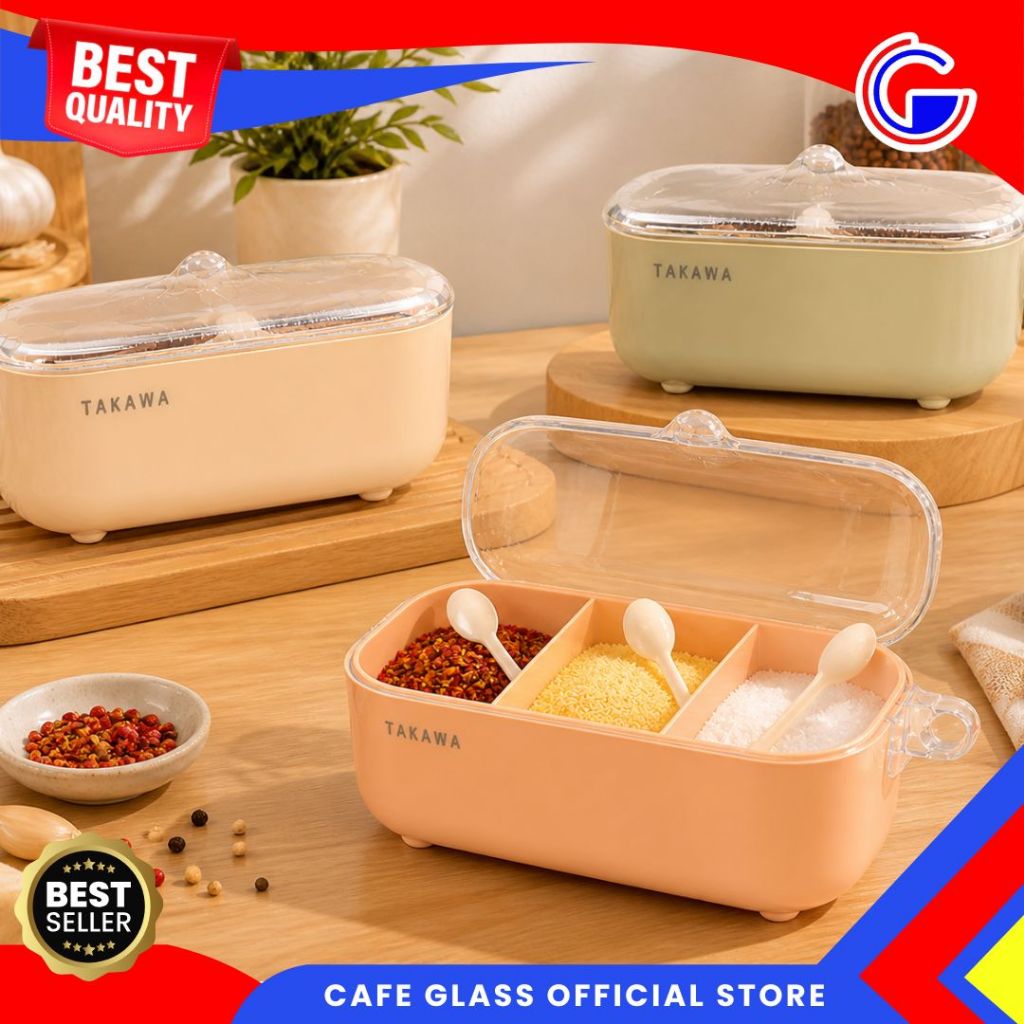 Tempat Bumbu Plastik Mewah - Tempat Bumbu Sekat 3 Takawa - Tempat Bumbu Aesthetic
