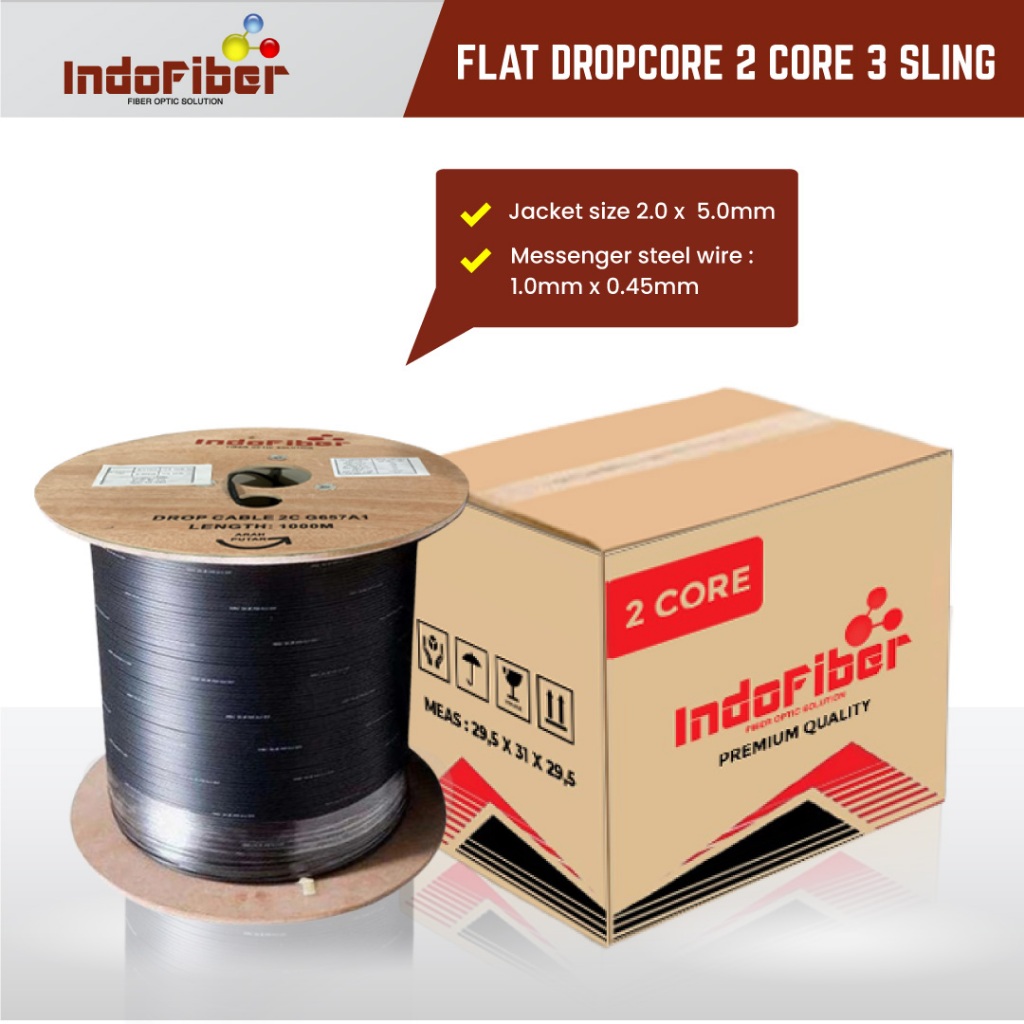 Jual Kabel dropcore 2 core 3 seling / FTTH 2 core INDOFIBER | Shopee ...