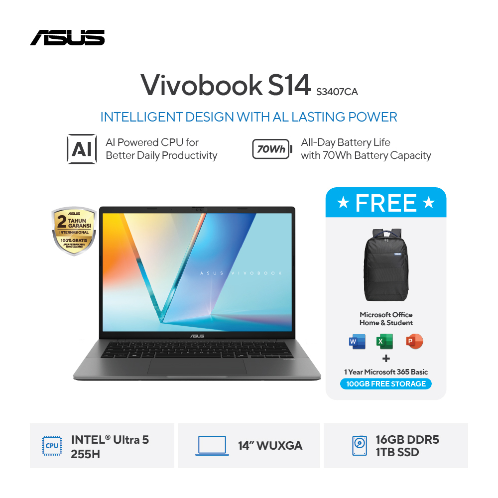 Jual Asus Vivobook S14 S3407CA - VIPS5111M Grey / VIPS5112M Silver ...