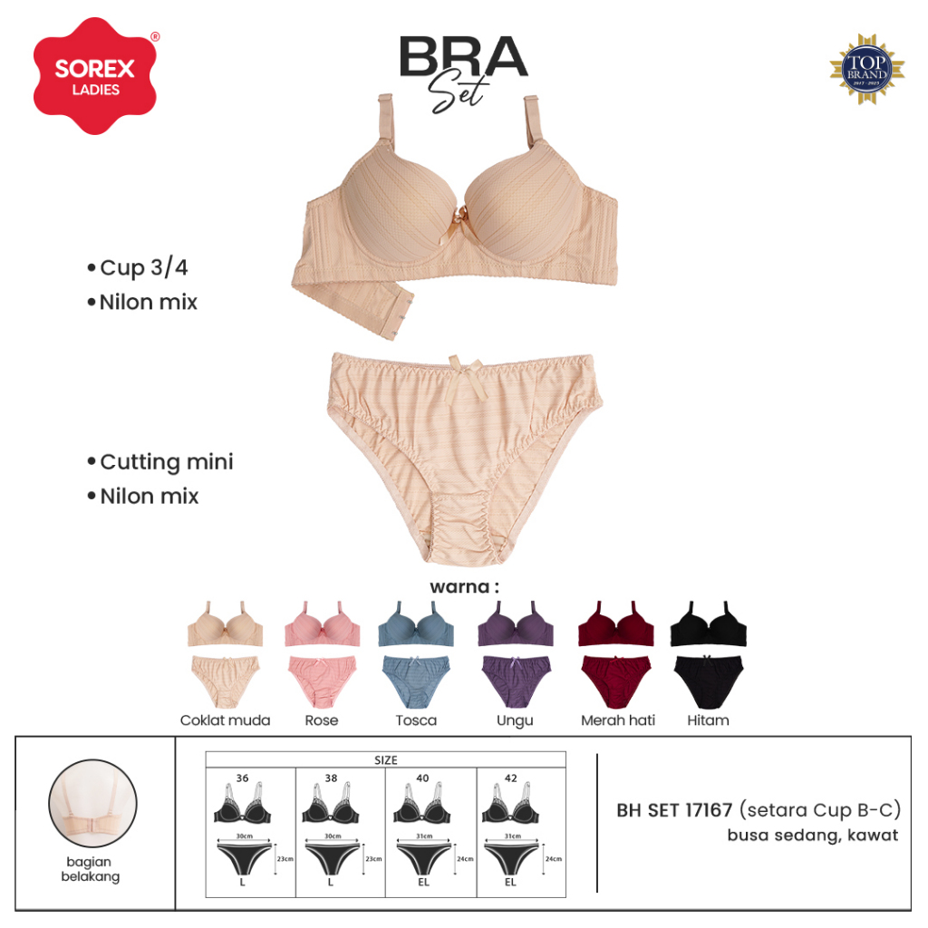 Jual Sorex Bra Set Busa Sedang Kawat Kait 3 Setara Cup B-C CD Cutting ...