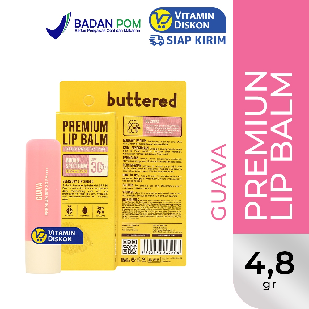 Jual BUTTERED PREMIUM LIP BALM SPF 30 PA++++ | Shopee Indonesia