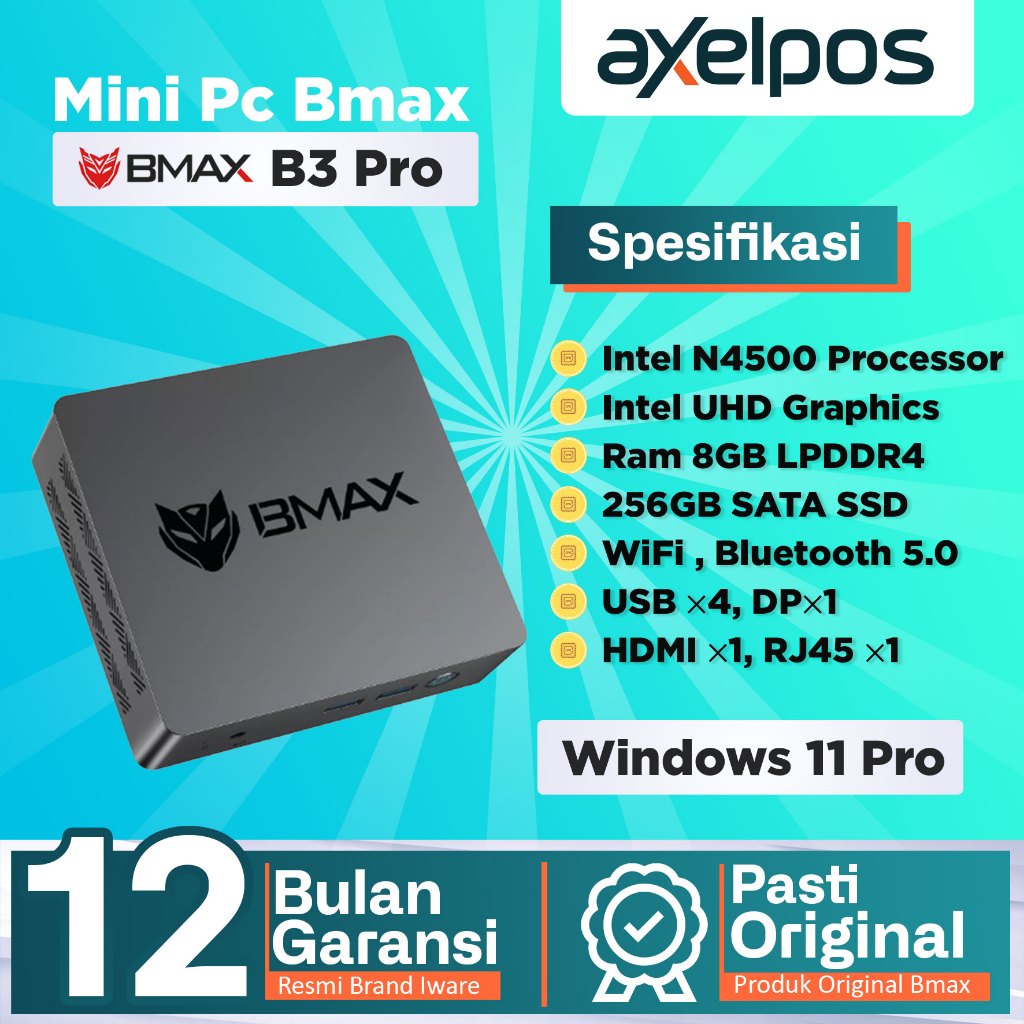 Jual Mini Pc Bmax B3 Pro Intel N4500 Ram 8GB / SSD 256GB Windows