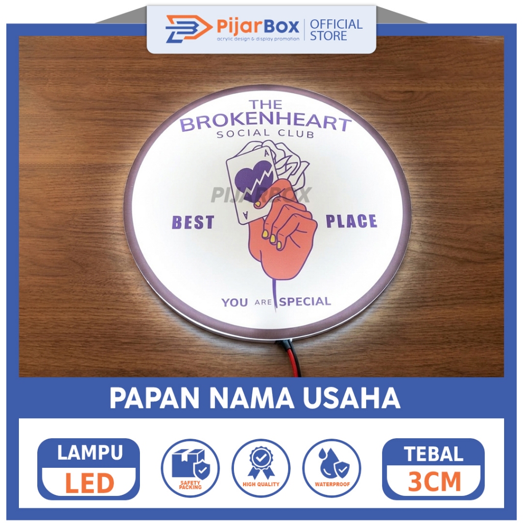 Jual Plang Papan Akrilik Neon Box Slim LED Menyala Custom Desain Untuk ...