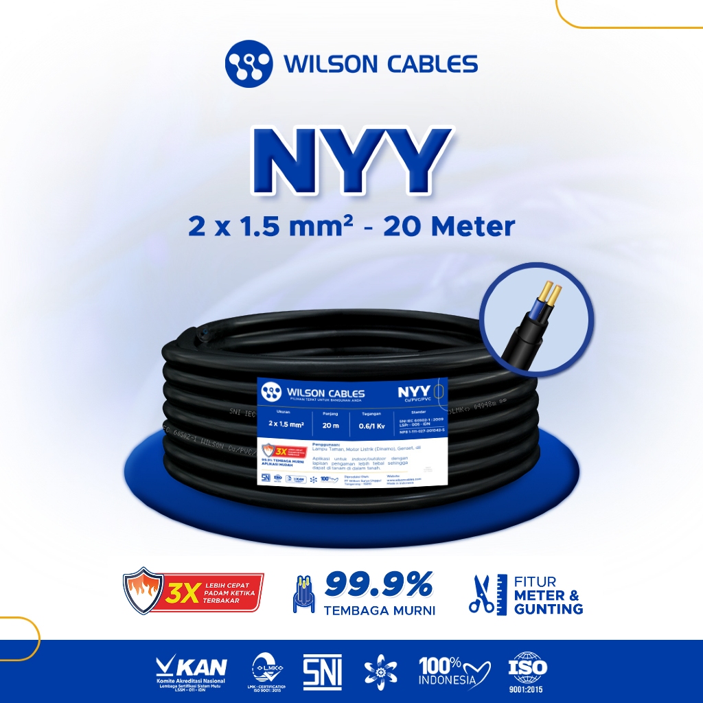 Jual WILSON CABLES - NYY 2x1.5 mm² (20 Meter) - Kabel Listrik Tembaga ...