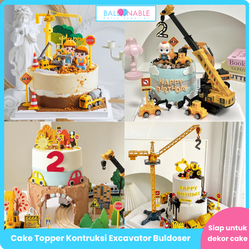 Jual Excavator Buldoser Bentuk Konstruksi Mainan Dekorasi Kue Topper ...