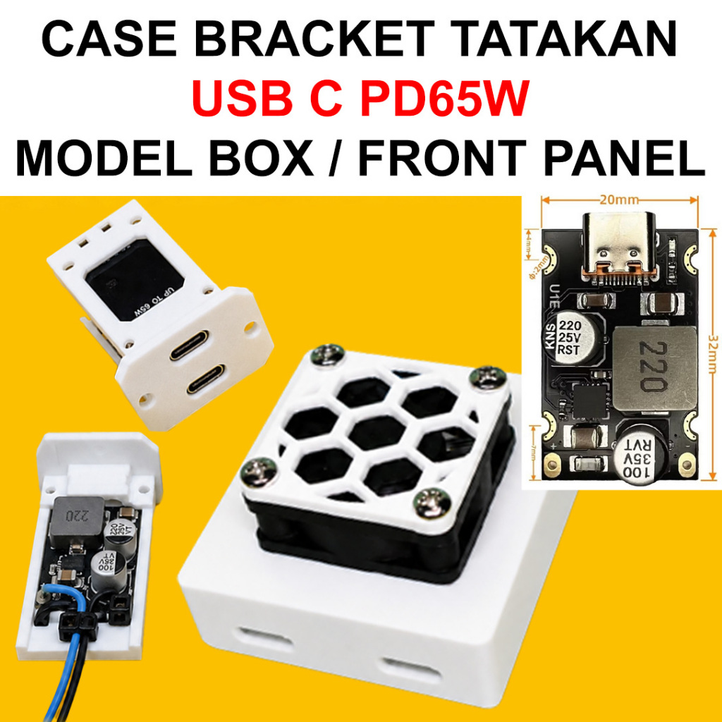 Jual CASE BRACKET TATAKAN USB C PD 65W | MODEL BOX / FRONT PANEL ...