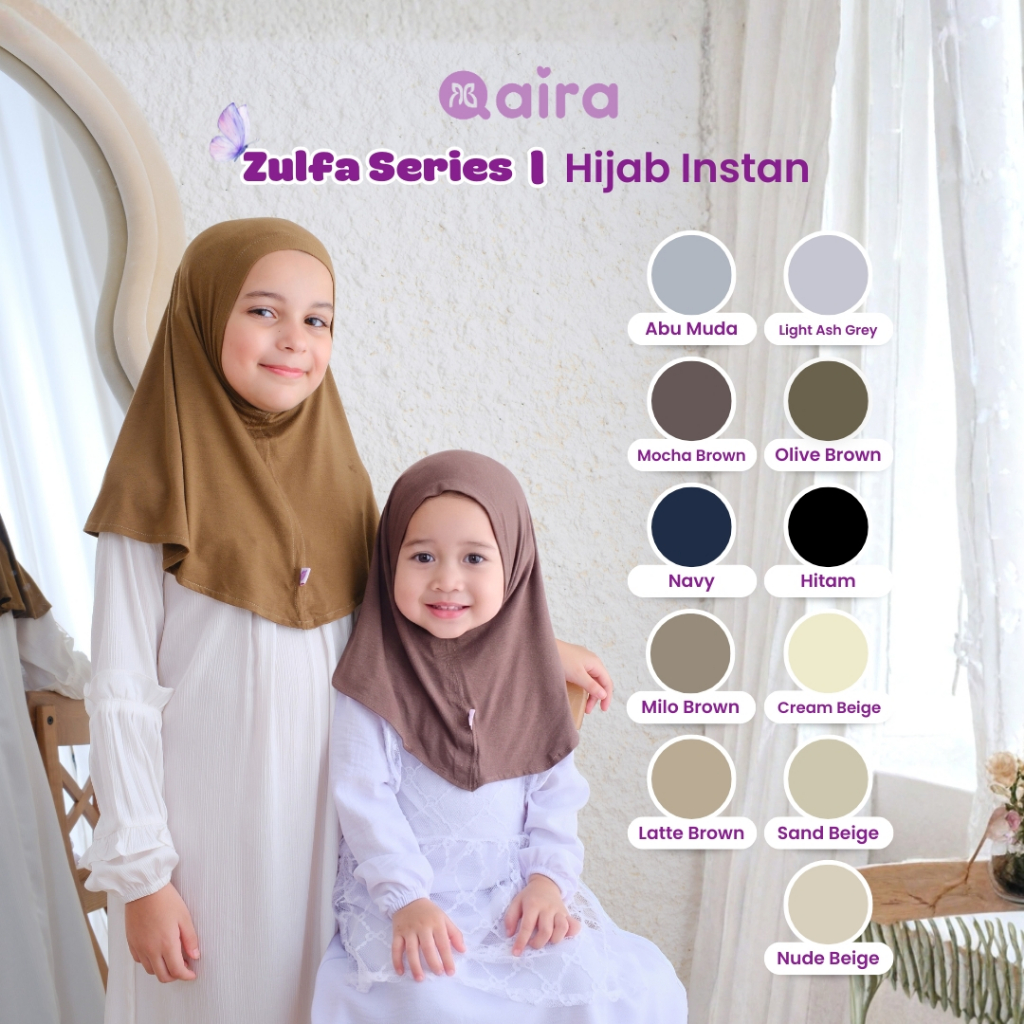 Qaira Jilbab Instan Rayon Spandex Viscose Bayi dan Anak Zulfa Series