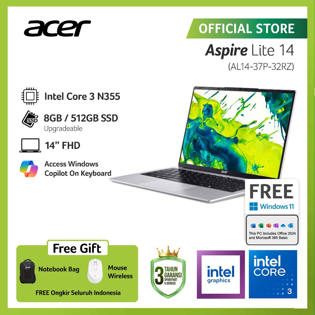 Jual (FREE WIRELESS MOUSE) ACER LAPTOP ASPIRE LITE 14 AL14-37P-32RZ ...