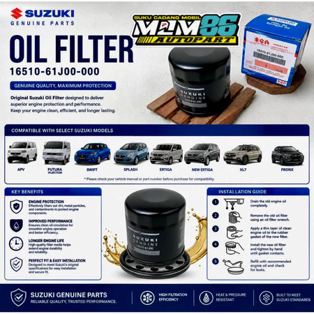 Filter Oli Mesin Suzuki Ertiga APV Carry Baleno Ignis Karimun SX4 Swift 16510-61J00-000