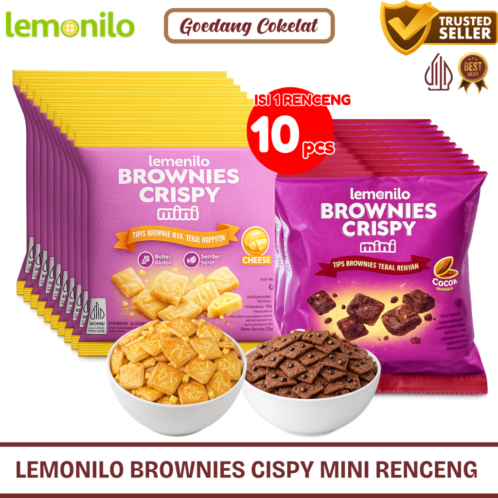 Jual Lemonilo Brownies Crispy Mini Choco Chips Cheese Keju Renceng Isi ...