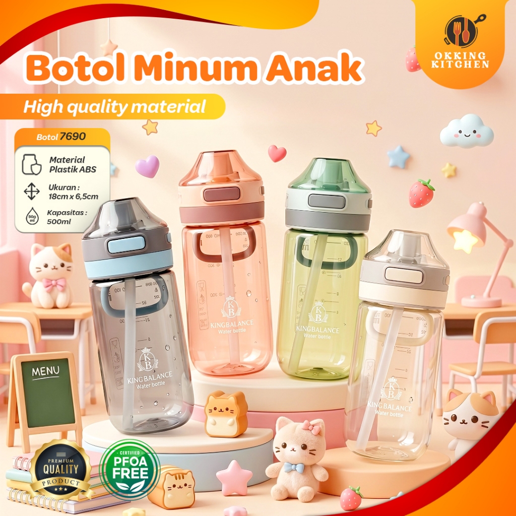 Jual Okkingkitchen Botol Jerami Anak/Botol Kartun Yang Simple / Botol ...