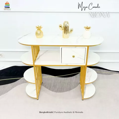 Meja Console Aesthetic Meja Hias Laci Minimalis - MEJA NIONA - Foyer Besi Holo Cat Duco Mewah