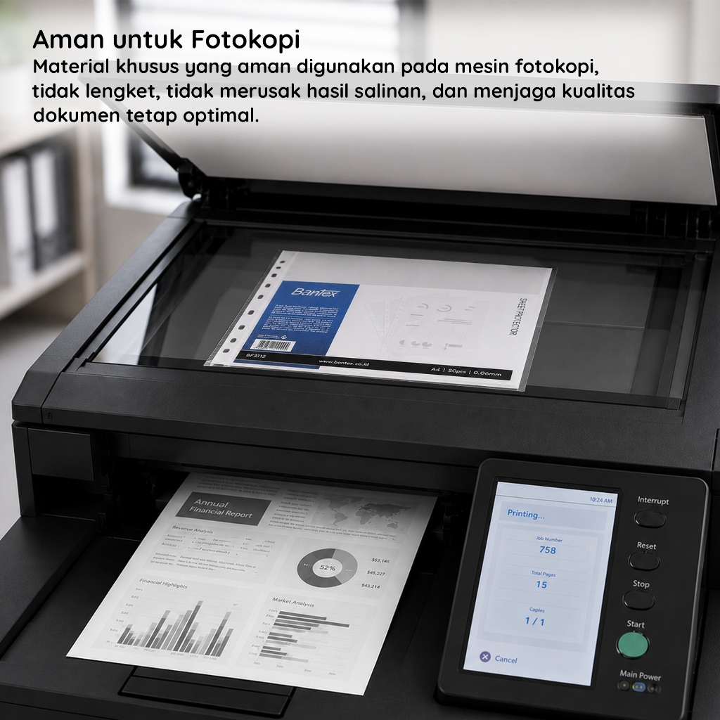 Bantex Pocket Sheet Protector A4/F4 0.06mm 11 Holes PP Anti Lengket Untuk Pelindung Dokumen BF311X (4)
