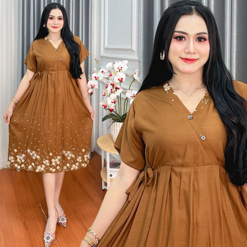 Daster Rayon Kimono Melati Ld 110 Motif Bumil Busui Kancing Depan - foto 4