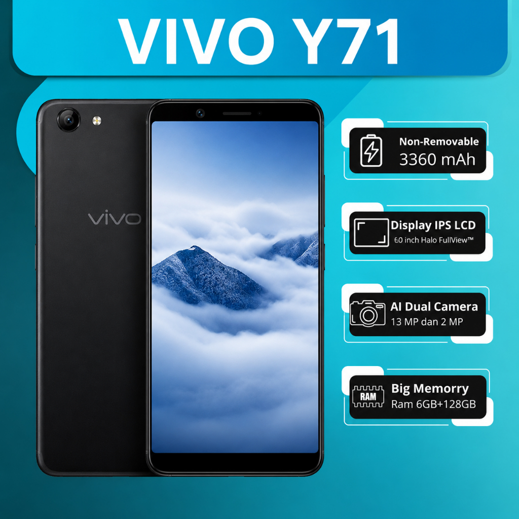 HANDPHONE VIVO Y71 RAM 6GB 128GB Dual SIM IPS LCD 6.22 Inci 4 Warna