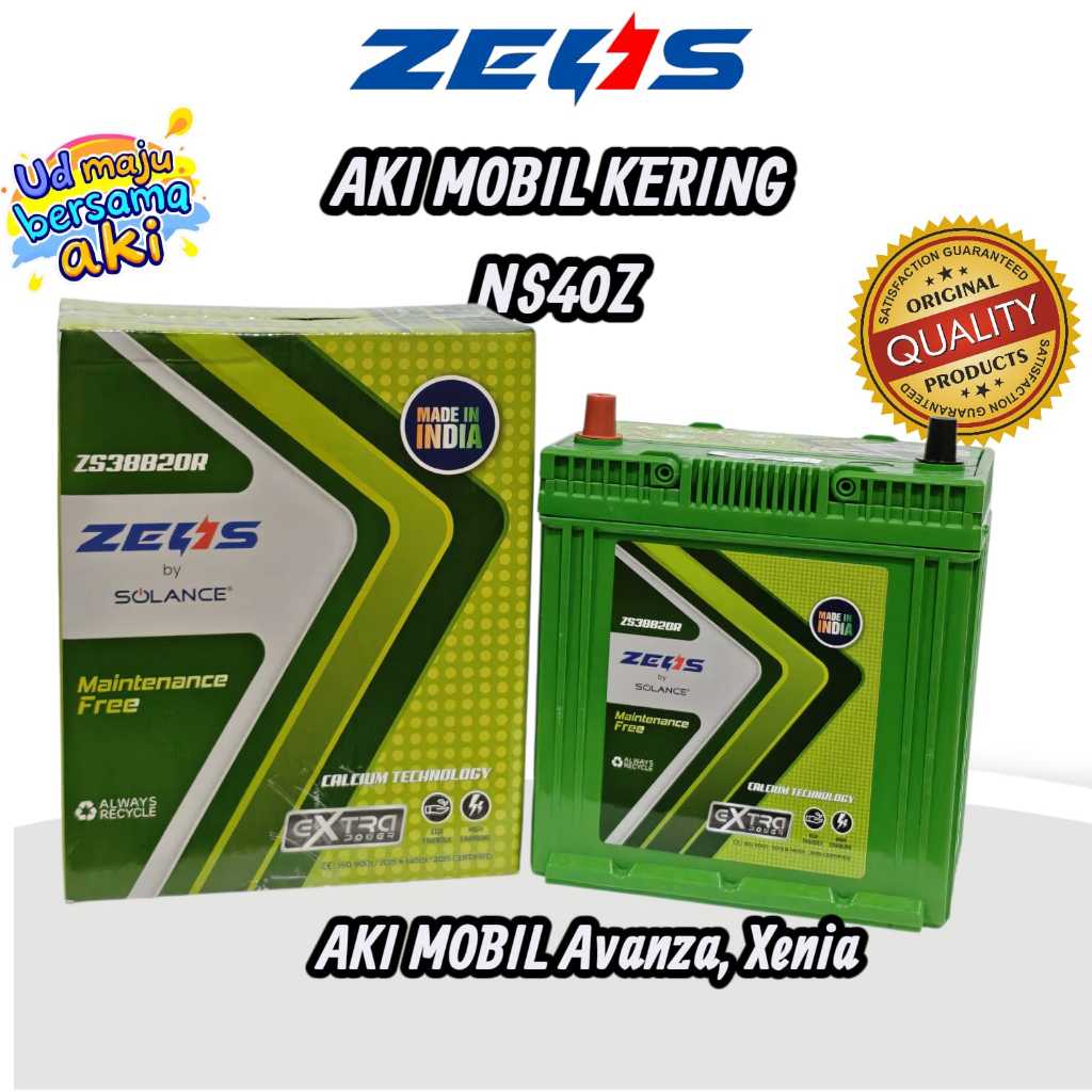 Aki Mobil Rush/Terios  Ns 40Z ZEUS  38B20R  Aki kering MF aki mobil Xenia/Avanza  38AH