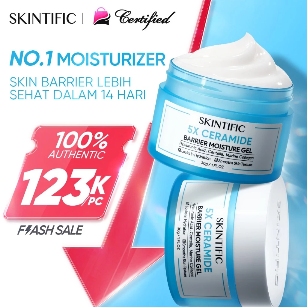 [SKINTIFIC CERTIFIED] 5X Ceramide Barrier Moisturizer Gel 30g | Cream Pemutih Wajah Calming Whitening Brightening Dark Spot