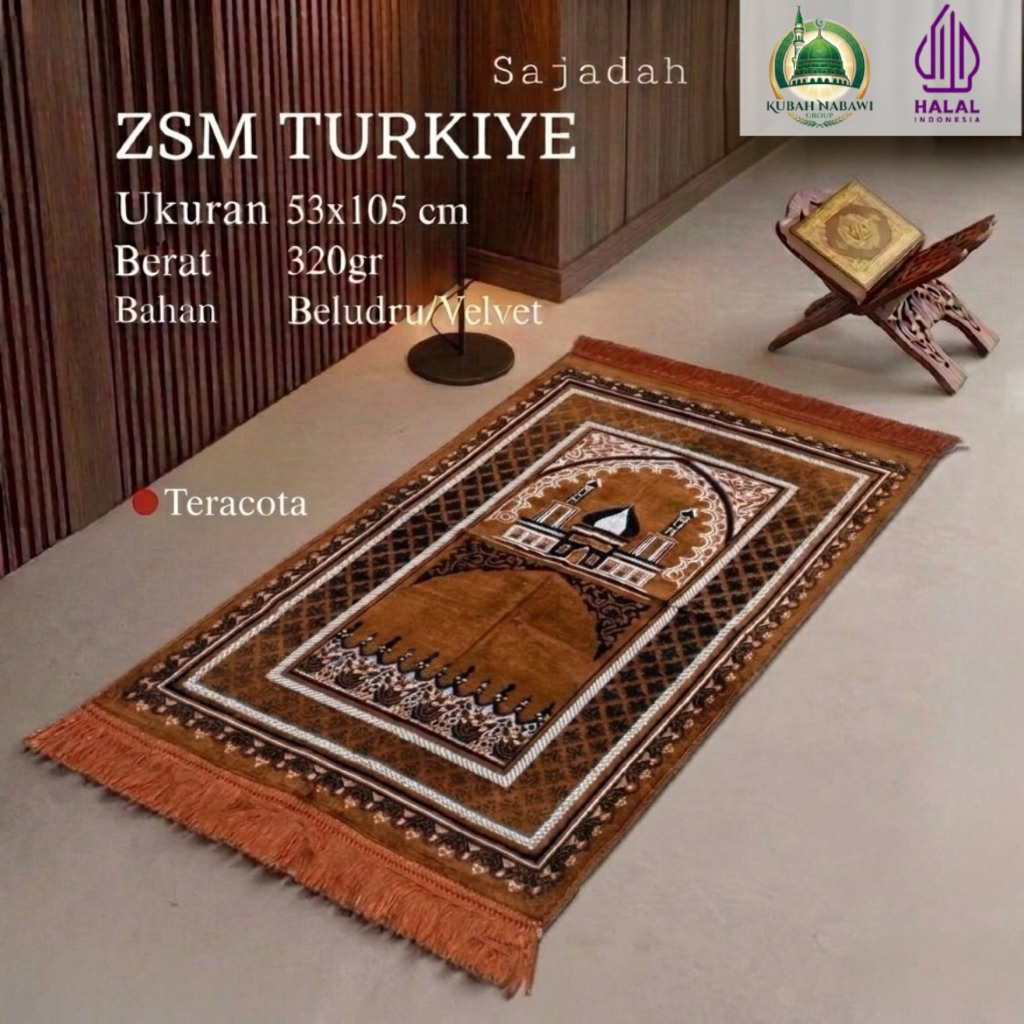 ZSM TURKYE 53x105 cm| Sajadah Turkiye Beludru Halus Tebal Empuk Medium Dewasa Souvenir Umroh Tahlil