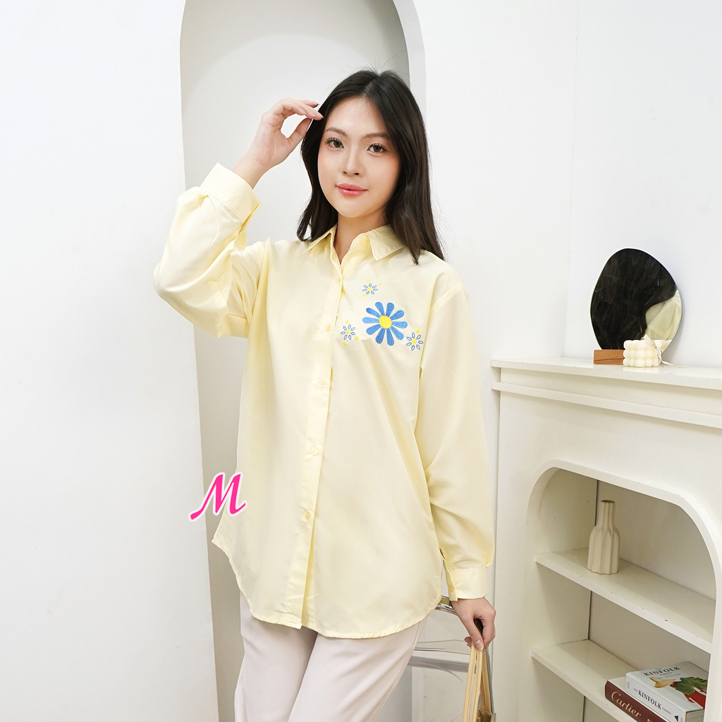 Daisy Blouse Kemeja Atasan Wanita Polos Aplikasi Bordir…