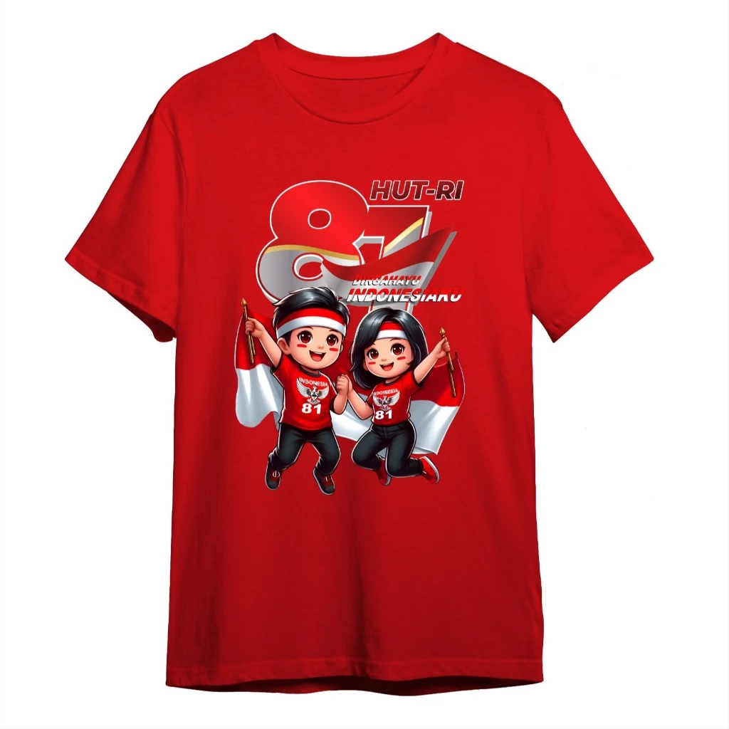 Kaos Kemerdekaan RI 17 Agustus 2026 Family Couple Merah | Kaos HUT RI Dirgahayu Indonesia | Baju Keluarga Anak Dewasa