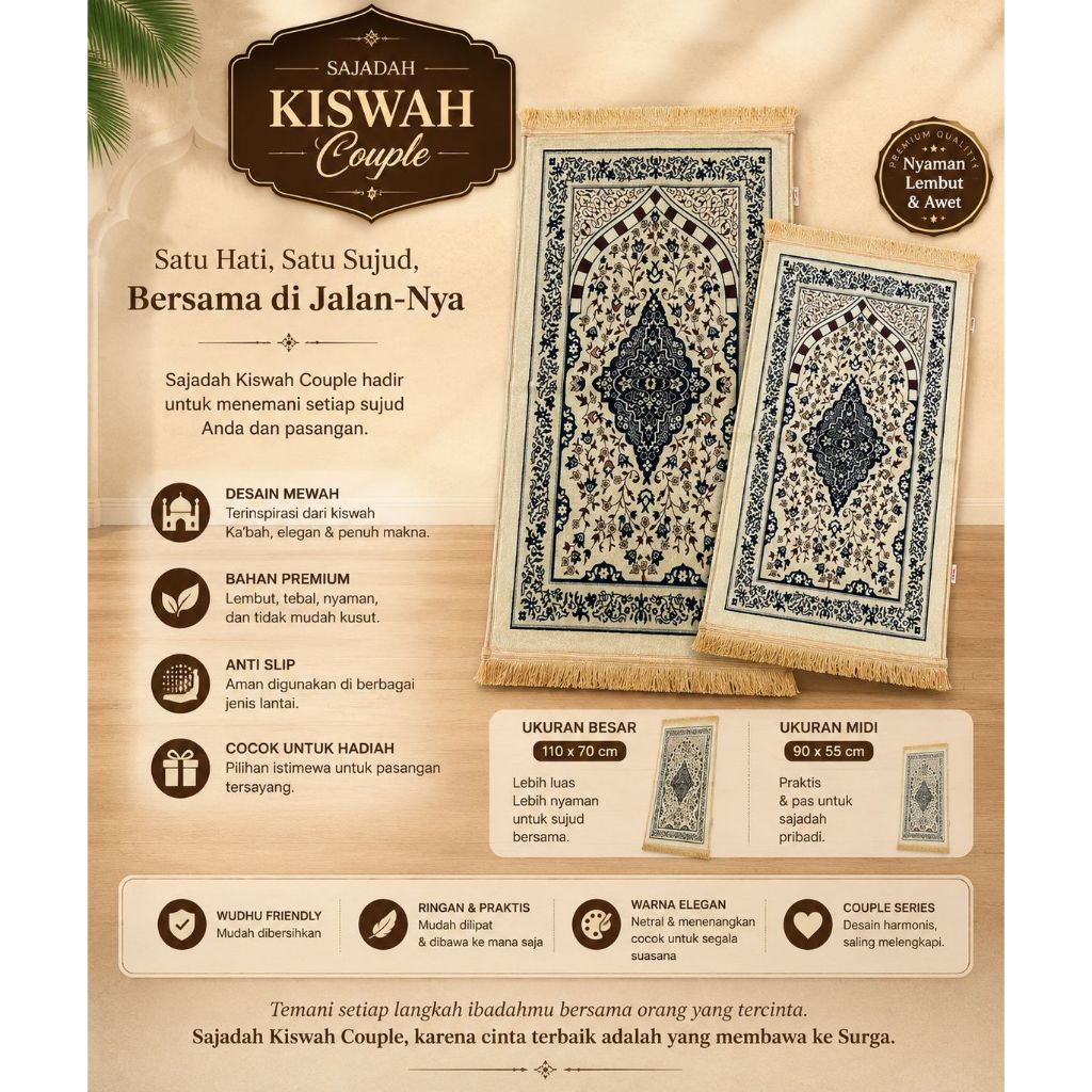 Sajadah Couple Sepasang Pasangan Pasutri Kiswah Tebal Antislip