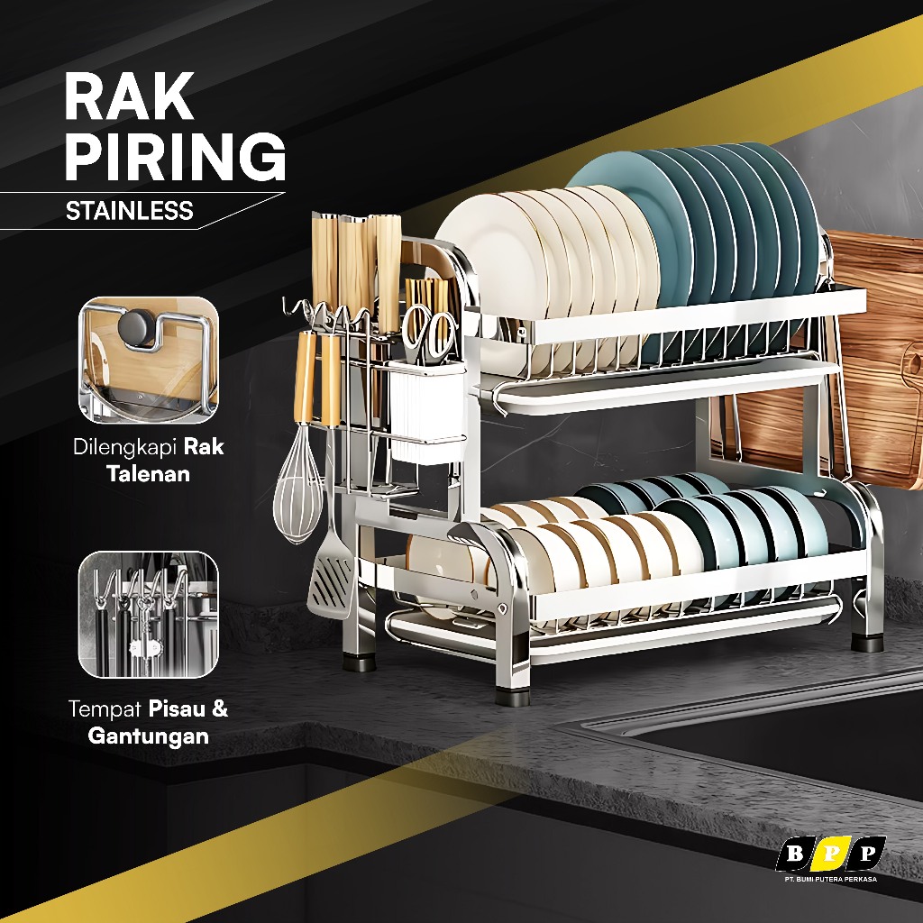 Jual Rak Piring Stainless Steel Rak Dapur Cuci Piring Wastafel Rak ...
