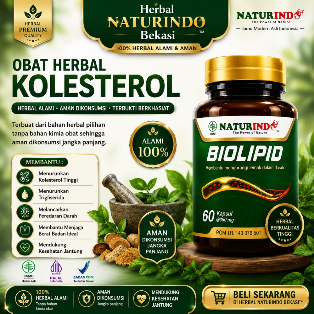 Obat Herbal Kolesterol Cegah Stroke & Jantung Turunkan Kolesterol Tinggi Biolipid Naturindo Asli