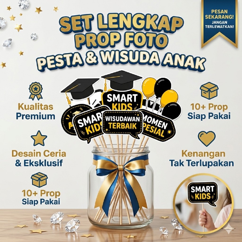 Jual photo booth props premium wisuda kuning hitam | props foto wisuda ...