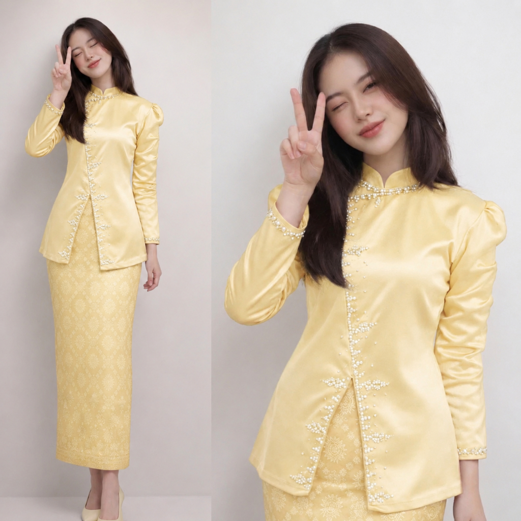 Jual (SPECIAL BUTTER YELLOW) Inara One Set Kurung Melayu Rok Songket ...