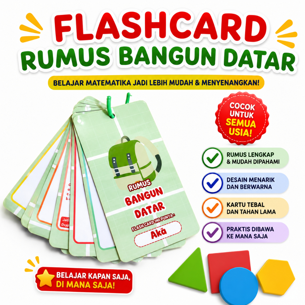 Jual Jual Murah Flashcard Bangun Datar Media Belajar Matematika Anak SD ...