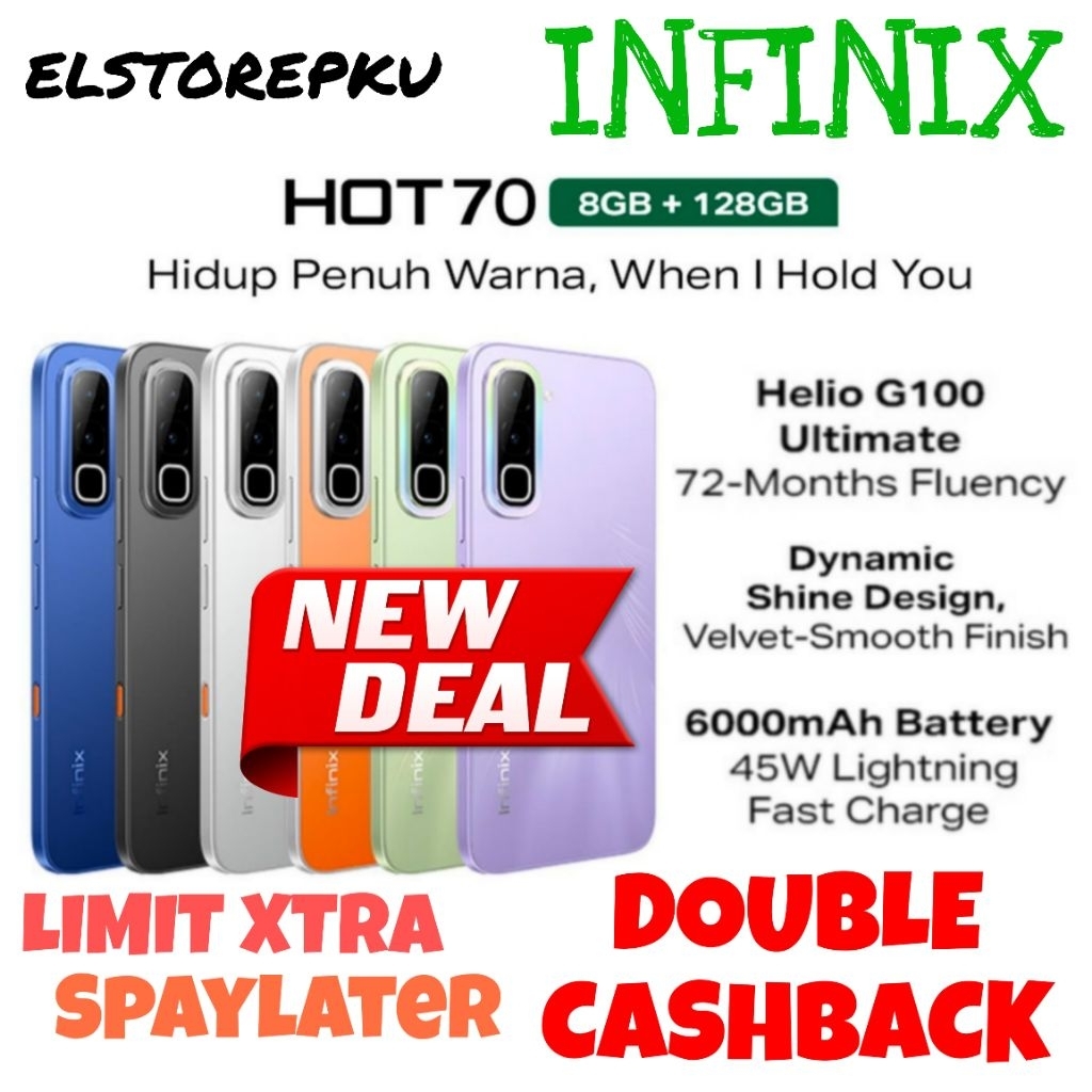 Infinix HOT 70  6/256 + 8/128. Garansi Resmi Ram UP To 16GB (8GB+8GB)