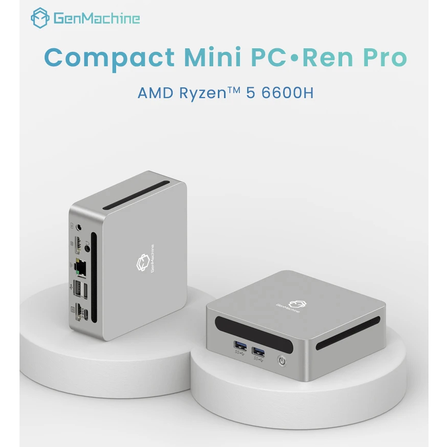 GenMachine AMD Ryzen5 6600H MiniPC Gaming 16GB DDR5 SSD WiFi6 Triple Display Windows 11 Pro