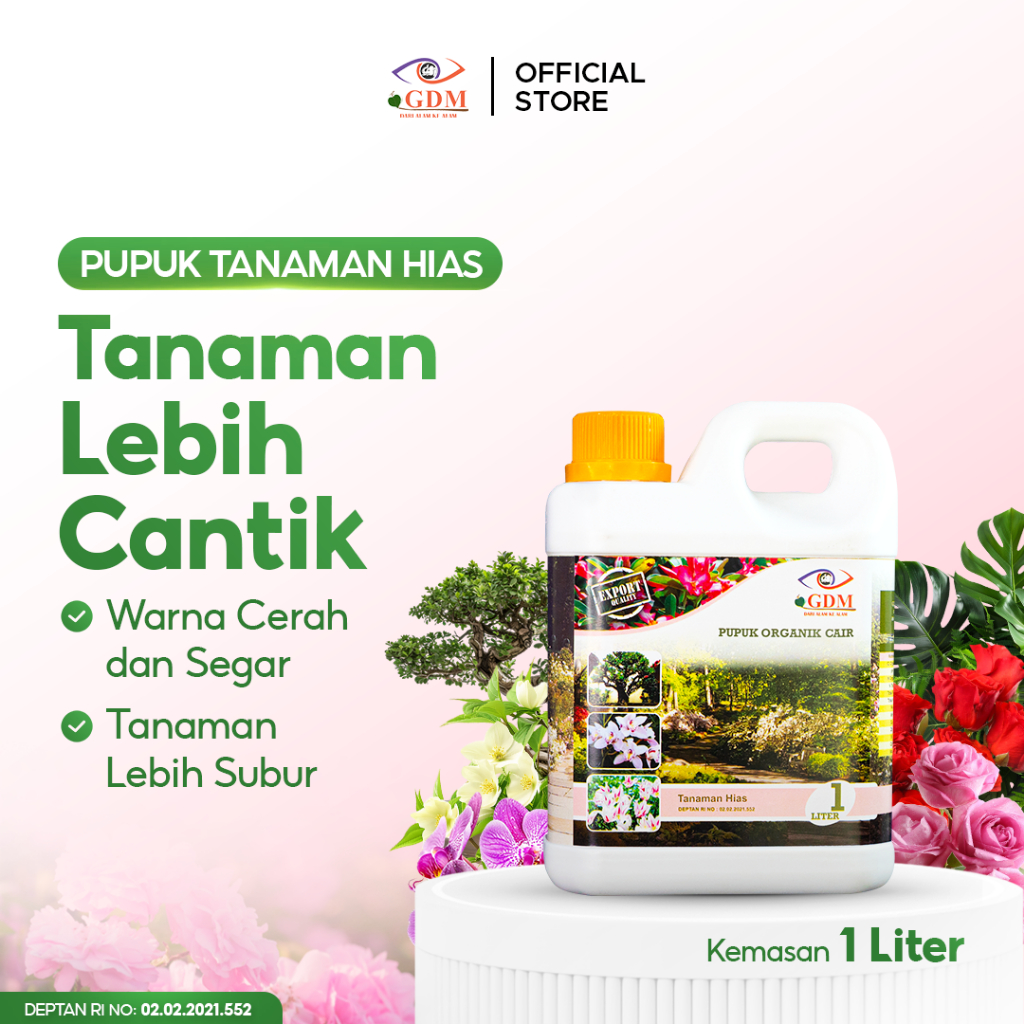 GDM Pupuk Tanaman Hias 1L | Pupuk Daun & Bunga | Daun Hijau & Bunga Lebih Mekar | Aglonema Monstera