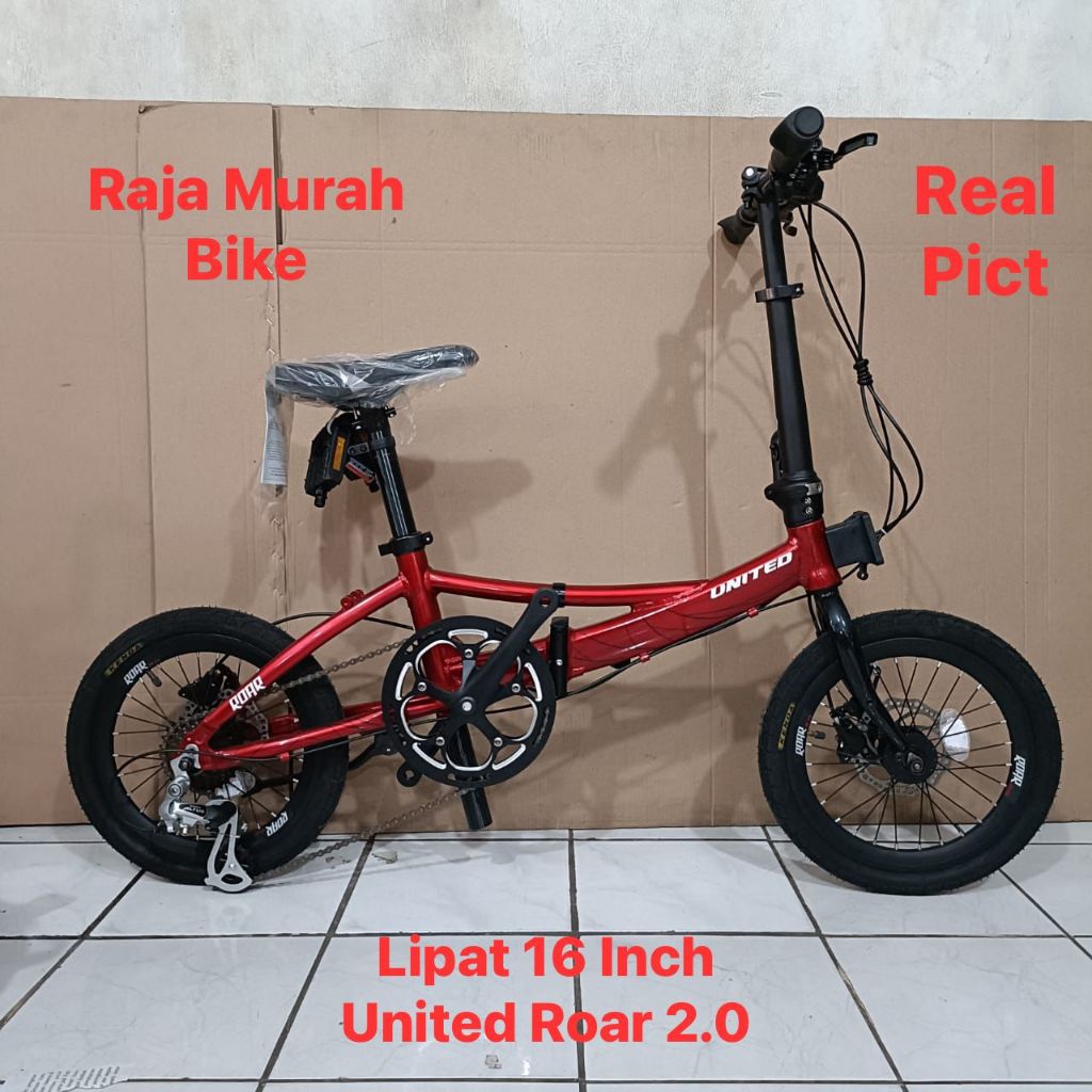 Sepeda Lipat 16 Inch United Roar 2.0 Alloy Shimano 8 Speed Rem Hidrolik Folding 16 United Roar 2.0