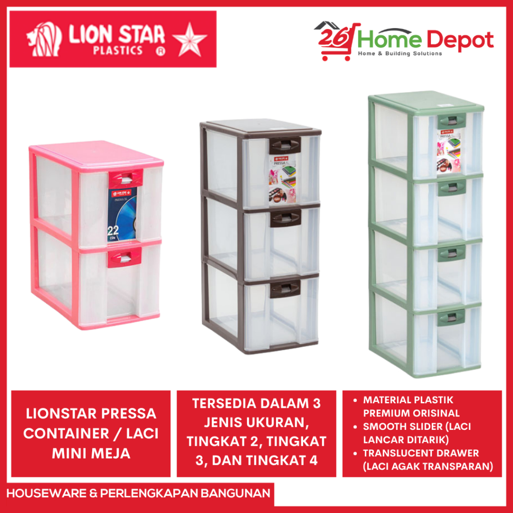 Jual LION STAR Pressa Container Laci Mini Plastik Susun Kotak ...