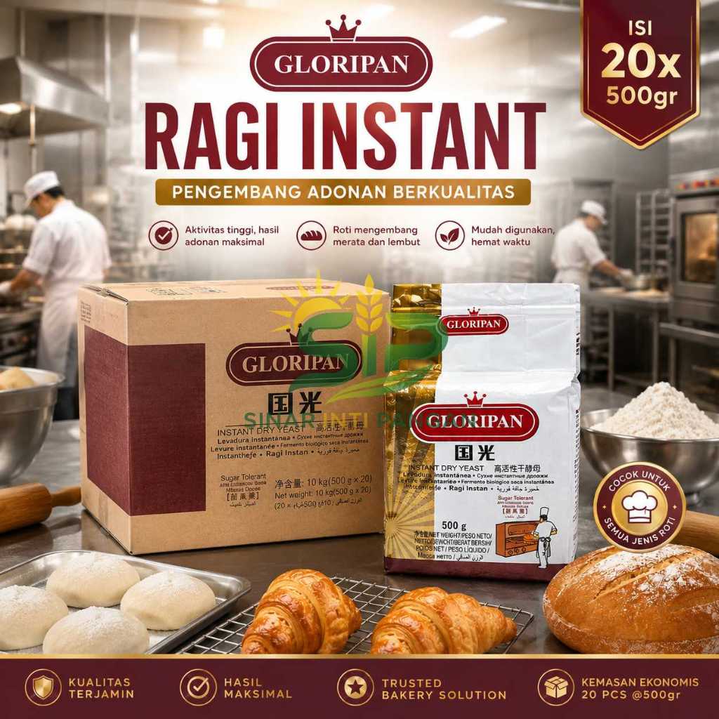 Jual Ragi Instant Gloripan Ragi Instan Pengembang Roti Dus Karton ...