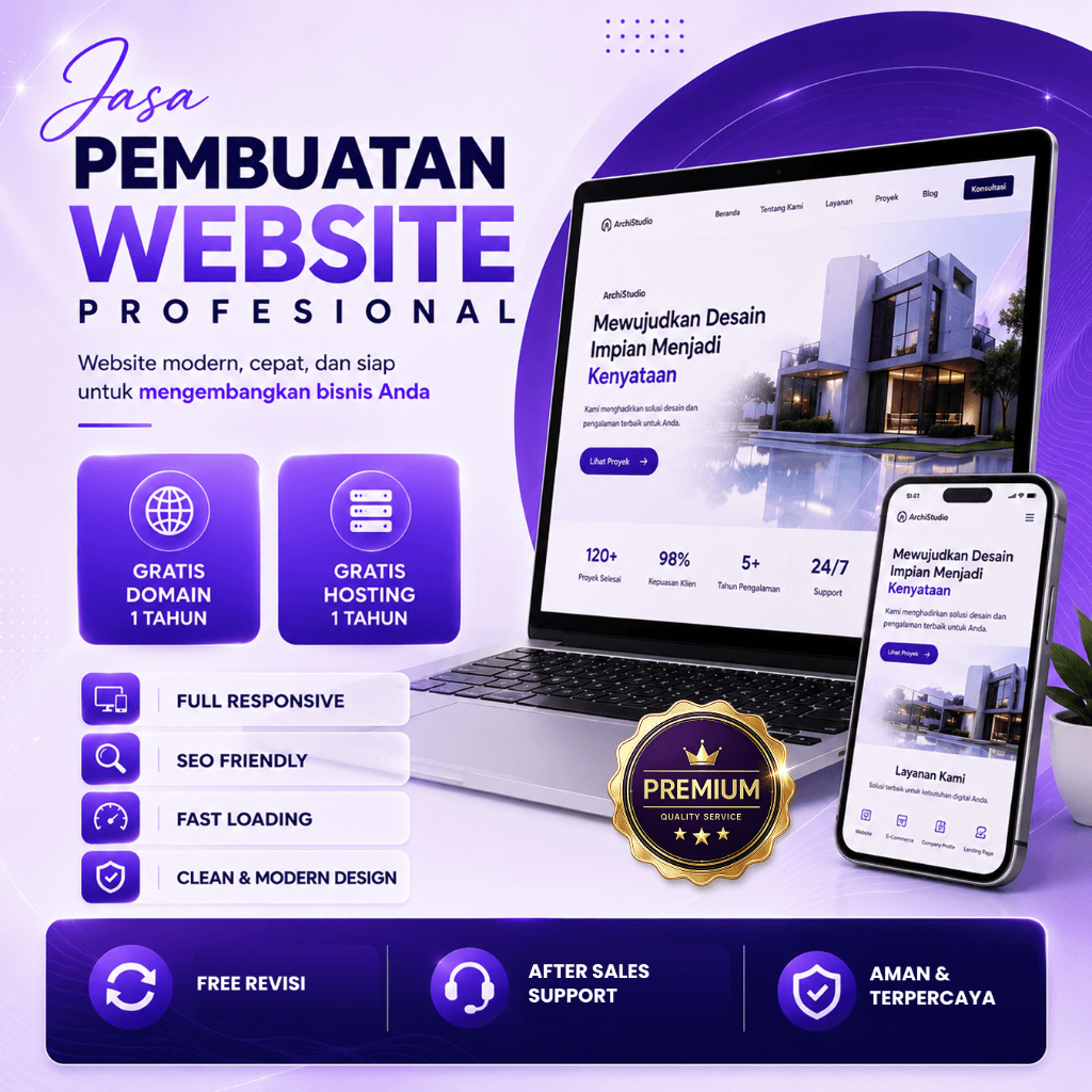 WEBSITE PROFESIONAL BERGARANSI & SEO FRIENDLY - GRATIS HOSTING DAN DOMAIN - PREMIUM