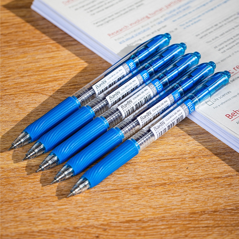 Bantex Pulpen Gel Warna Warni / Colorful Gel Pen 0.5mm Soft Rubber Grip Metal Clip BG111X (6)