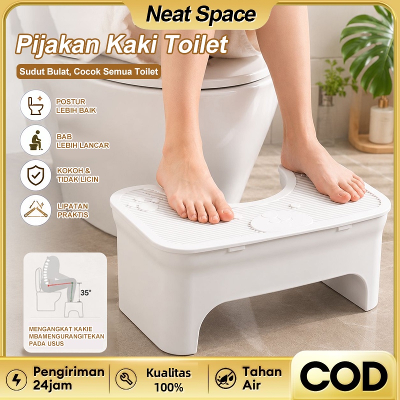 Neat Space Bangku Toilet Anti Selip Bangku Kaki Toilet Dengan Penyimpanan Bangku Kamar Mandi Multifungsi